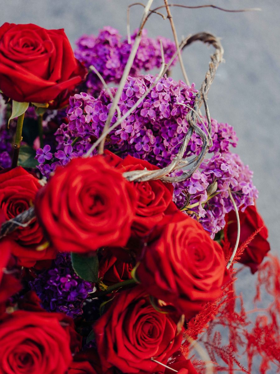 Graduation bouquet close-up with Red Naomi Roses from Porta Nova by Sanita Cipruse