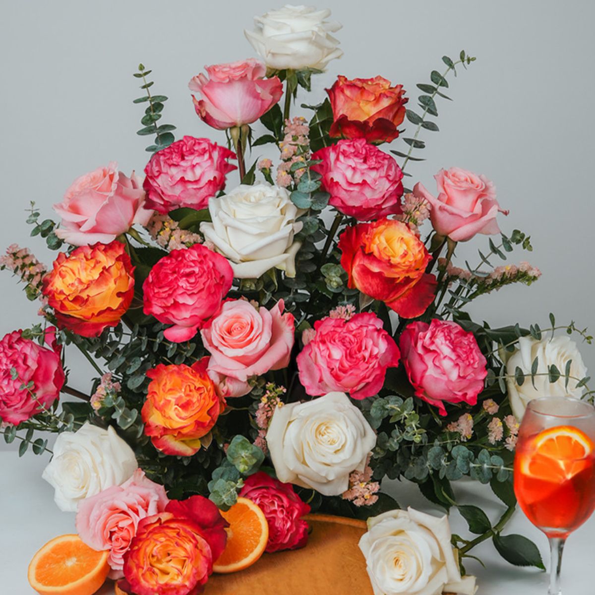 Colorful roses for a wedding