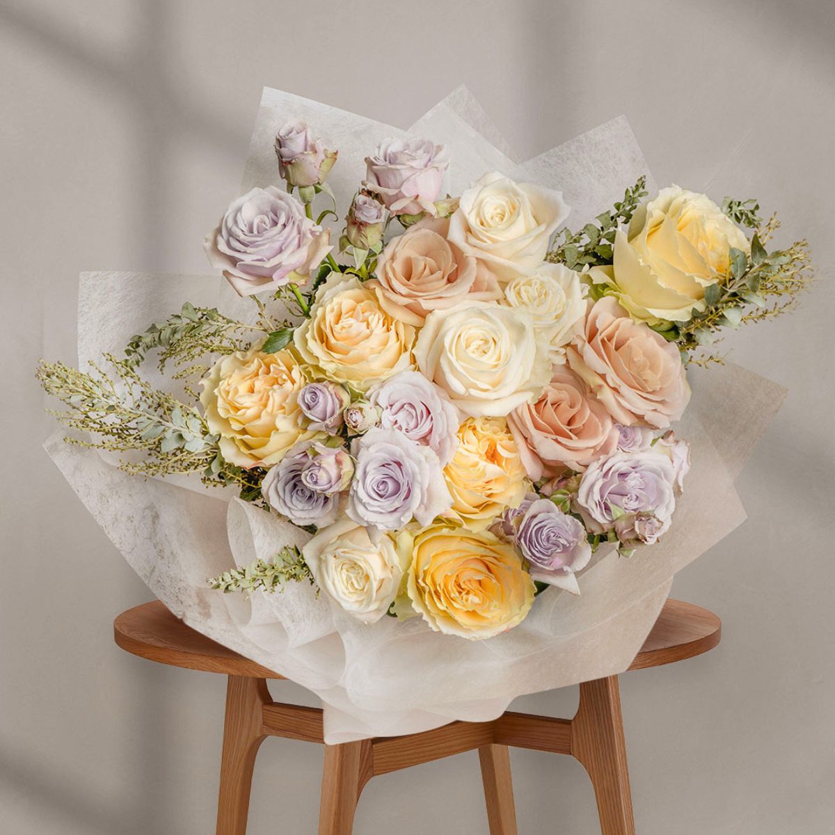 A soft pastel palette for a wedding arrangement