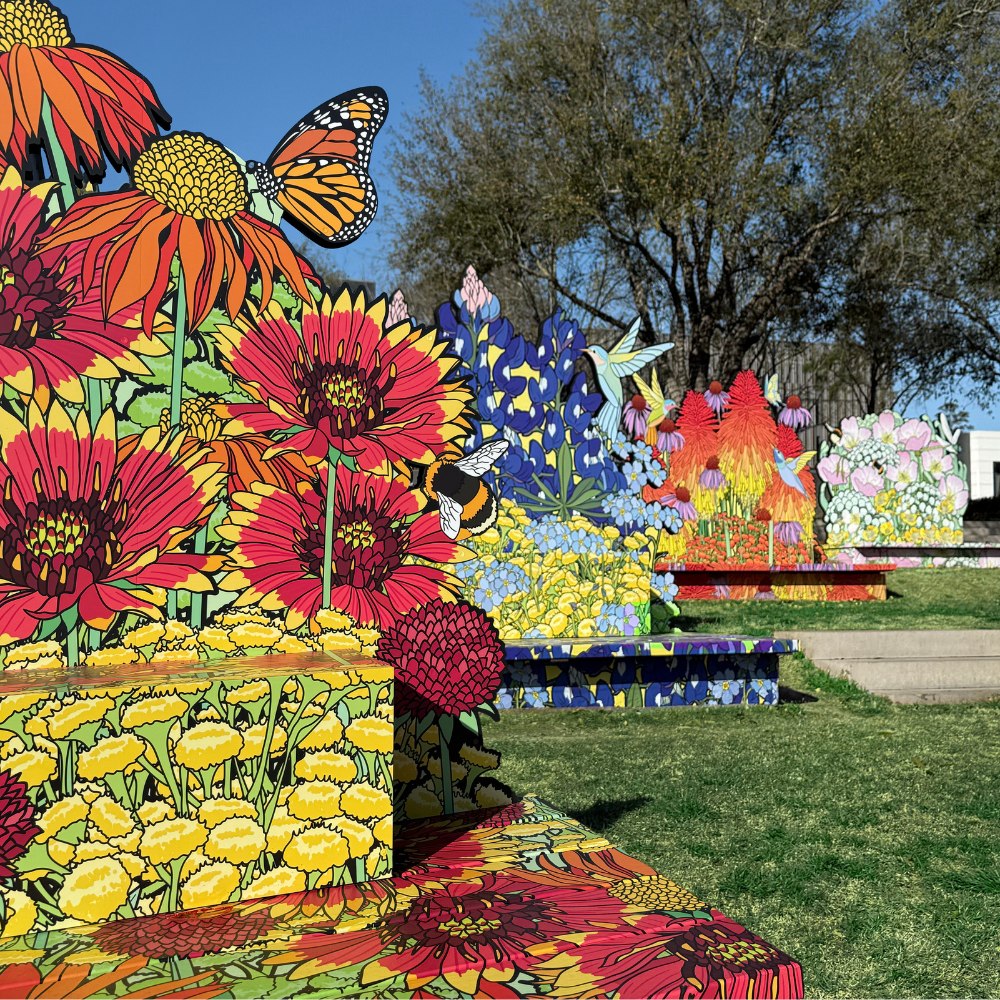 Graphic Rewilding - a British art initiative founded by Lee Baker and Catherine Borowski, which sees the duo design massive, flower murals