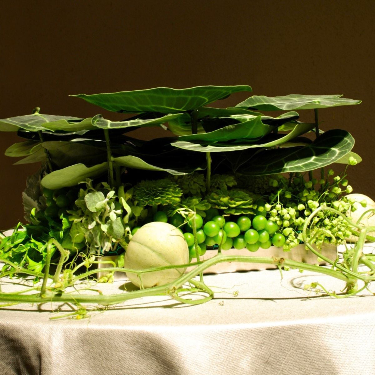 Design Daniel Ost Tablescape With Greens Providing Texture and Form