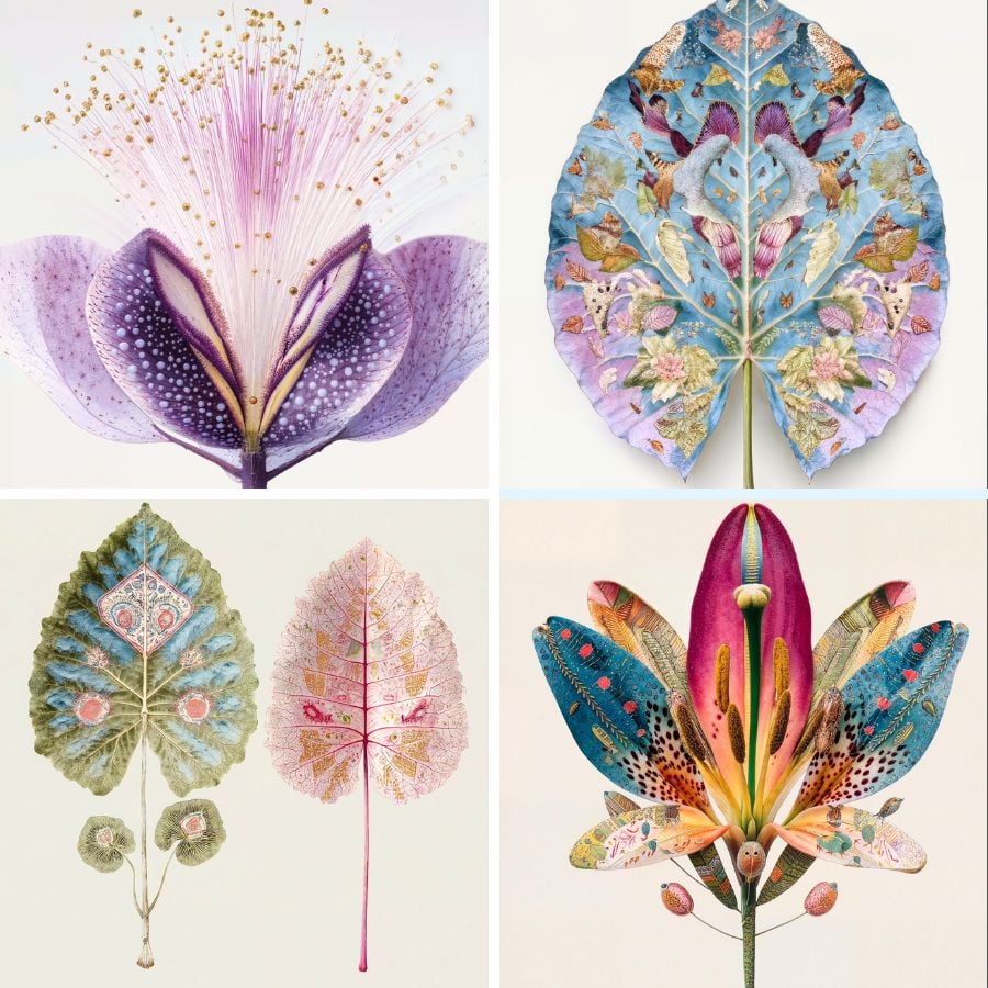 Florals plants and patterns by Charlie Moon Art