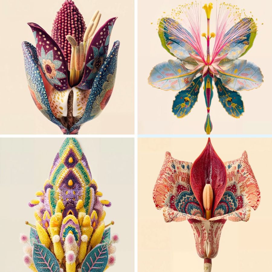 Flowers with patterns made with AI by Charlie