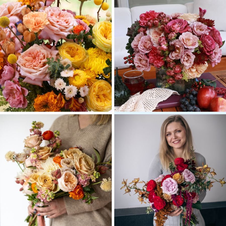 Autumn palette with garden roses by Alexandra Farms