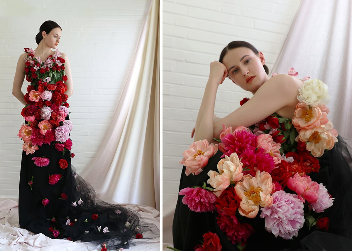 Fia Metta In Flower Black Peony Dress