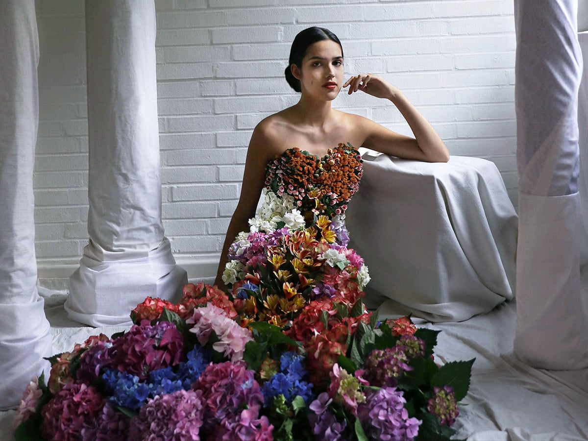 Fia Metta In Flower Hydrangea Dress White back