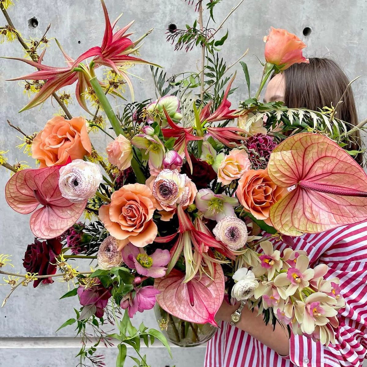 Diverse flower and planty floral arrangement