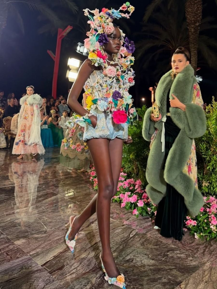 Model with flower garments