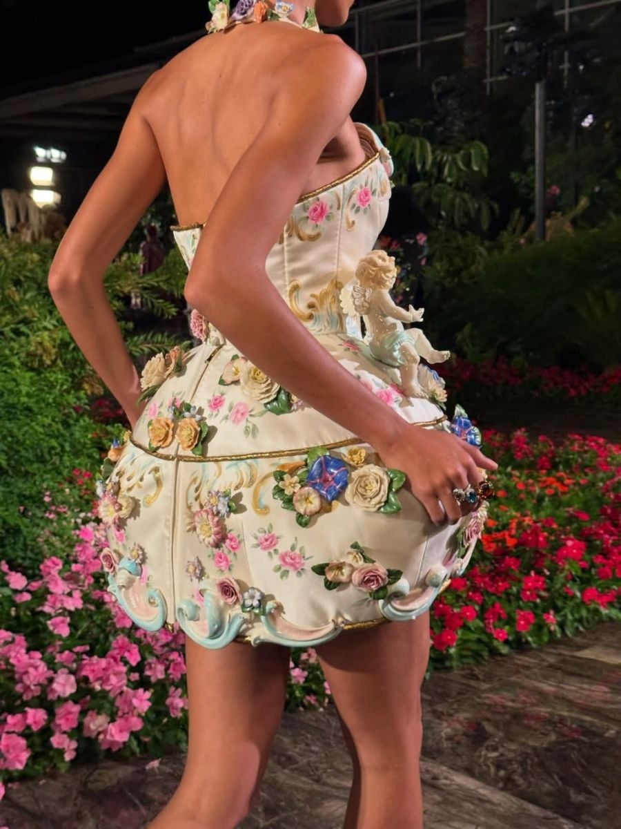 Detail of floral patterns on a dress