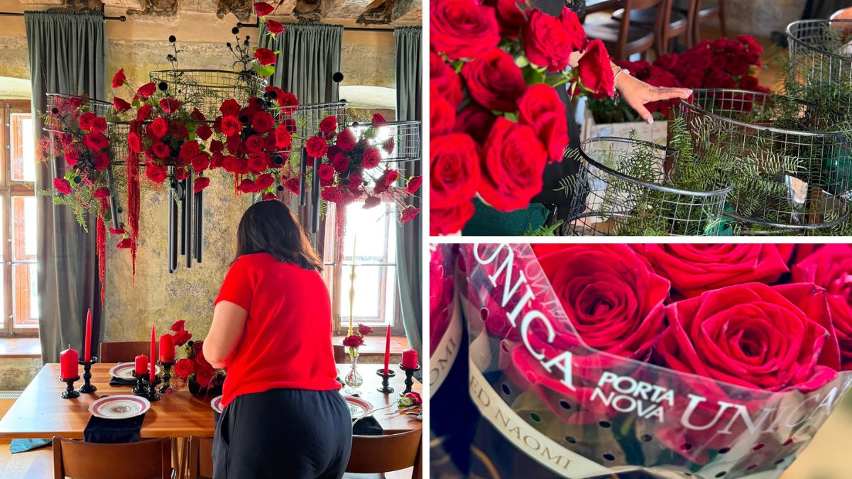 Porta Nova Red Naomi wedding roses table design by Iona Nechifor 