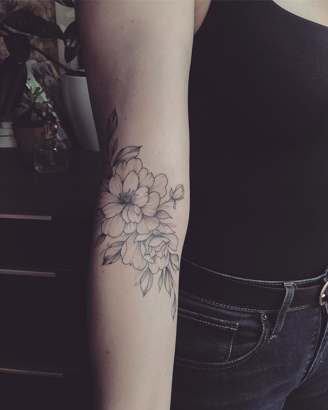 Black floral Tattoo by Vanessa