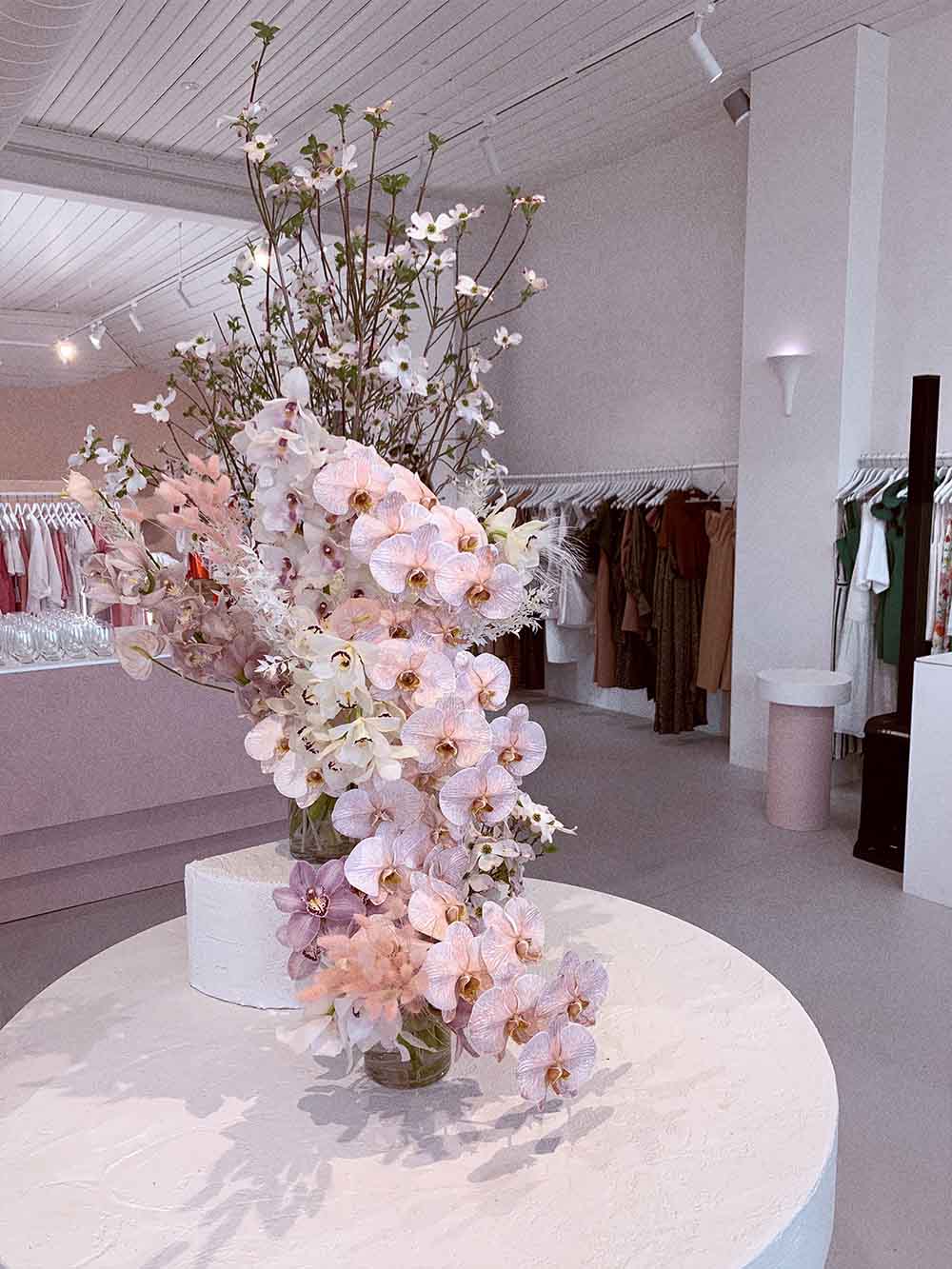 Brett Mathew John Designer exclusive interview white pink flowers on Thursd