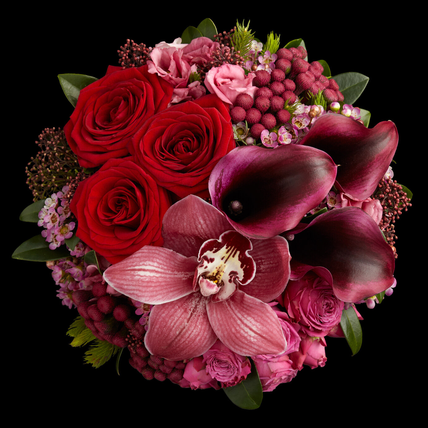 Neill Strain Floral Couture Introduces the New Collection of Valentine’s Day Flowers - calla rose cymbidium bouquet on thursd