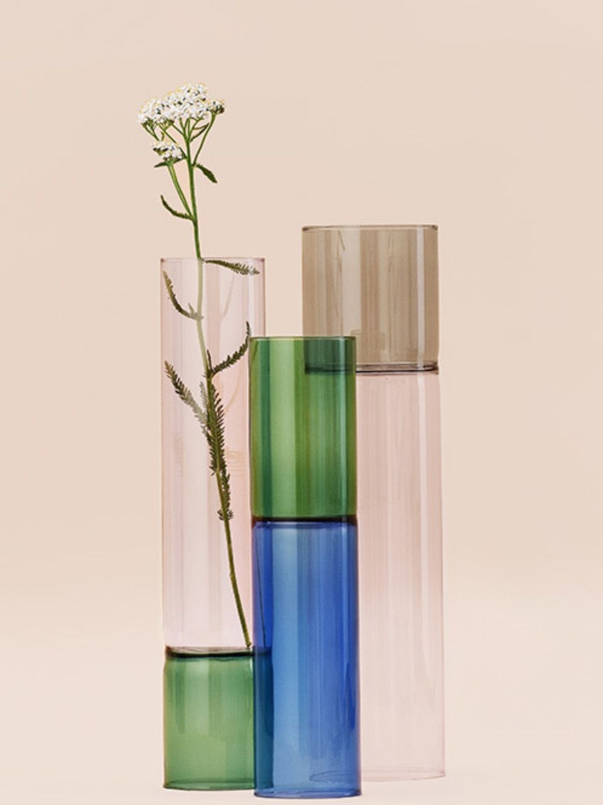 Anna Perugini- Reversible Vases Inspired by Bamboo Stems - StudioInternazionale - group of three glass vases one flowwer - on thursd