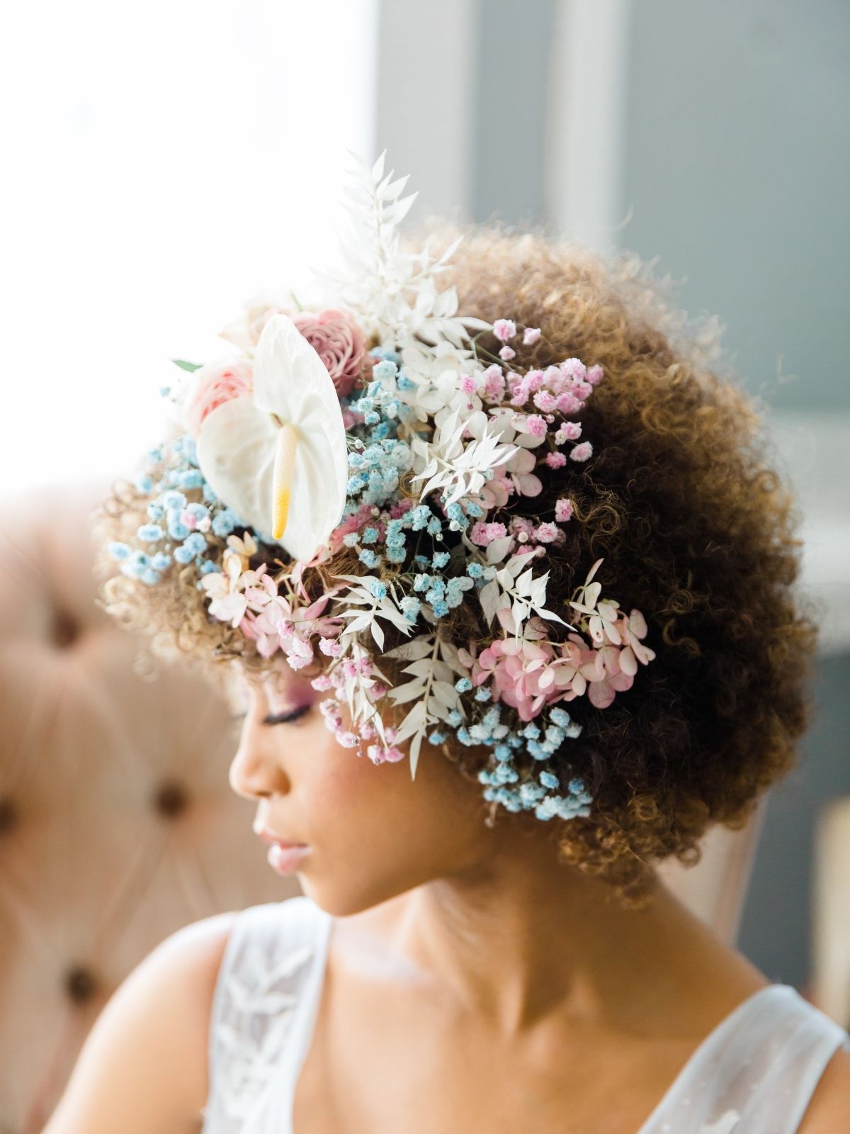 Erin McLarty - Eden's Echo - interview on Thursd - Monica Roberts Photography - colorful died flowers headpiece