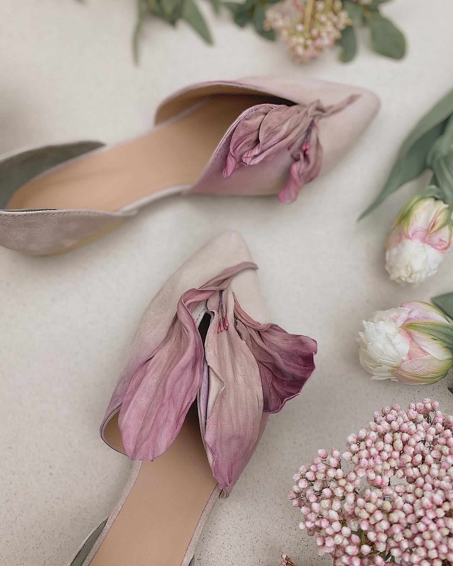 Frivolous Floral Shoes - mark levillen - dark pink shoes