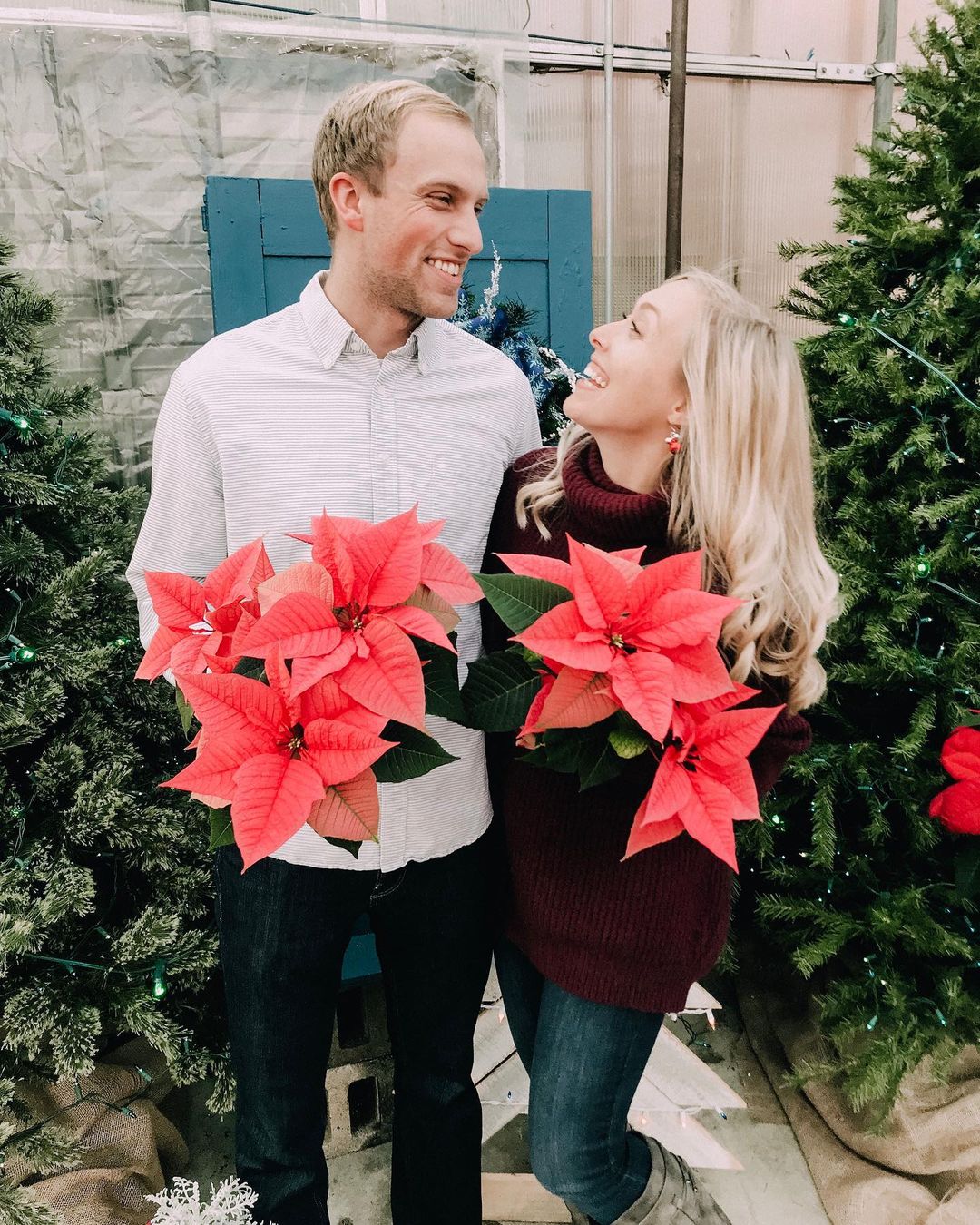 Two people with Pink Poinsettia on Thursd