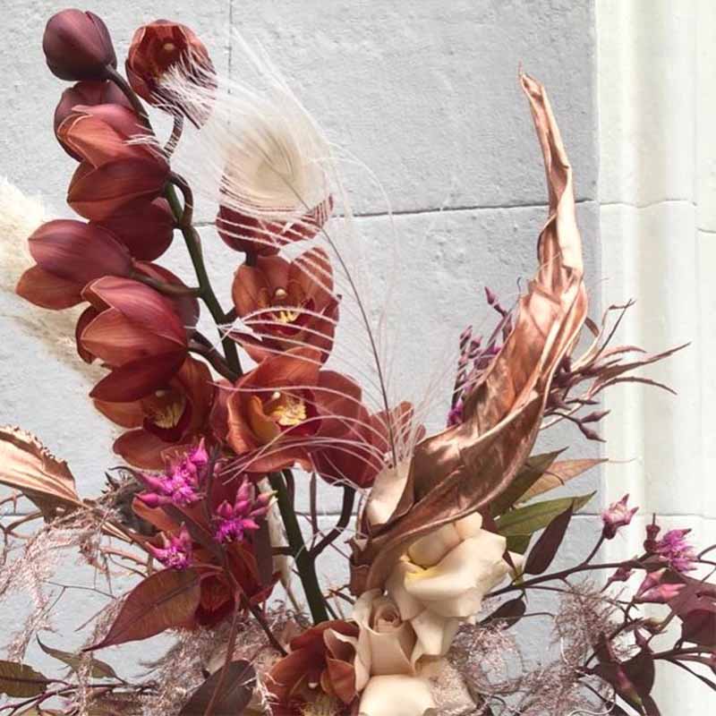 cymbidium orchid brown product blog on Thursd feather bouquet