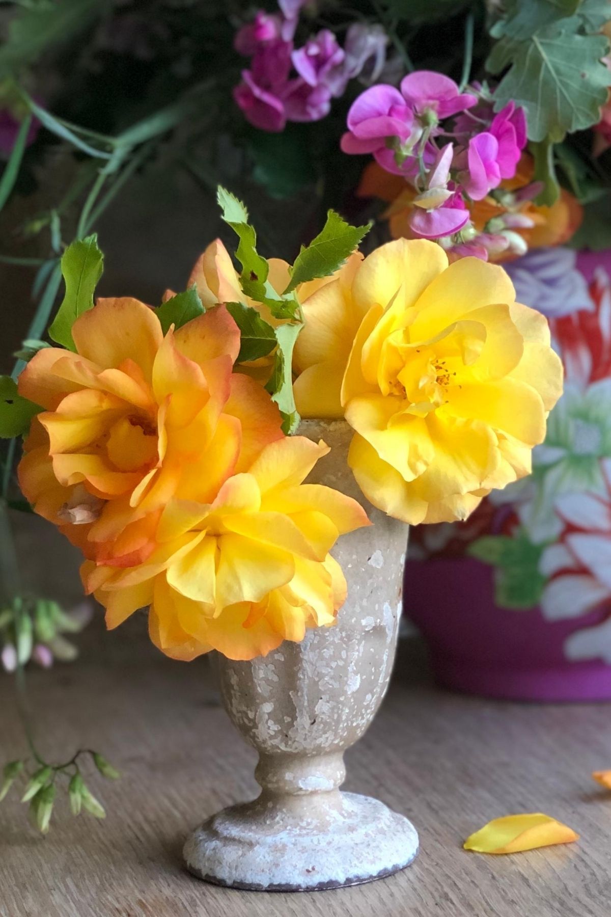 Summer Flowers in Tuscany - Katya Hutter - On Thursd. Yellow Garden roses