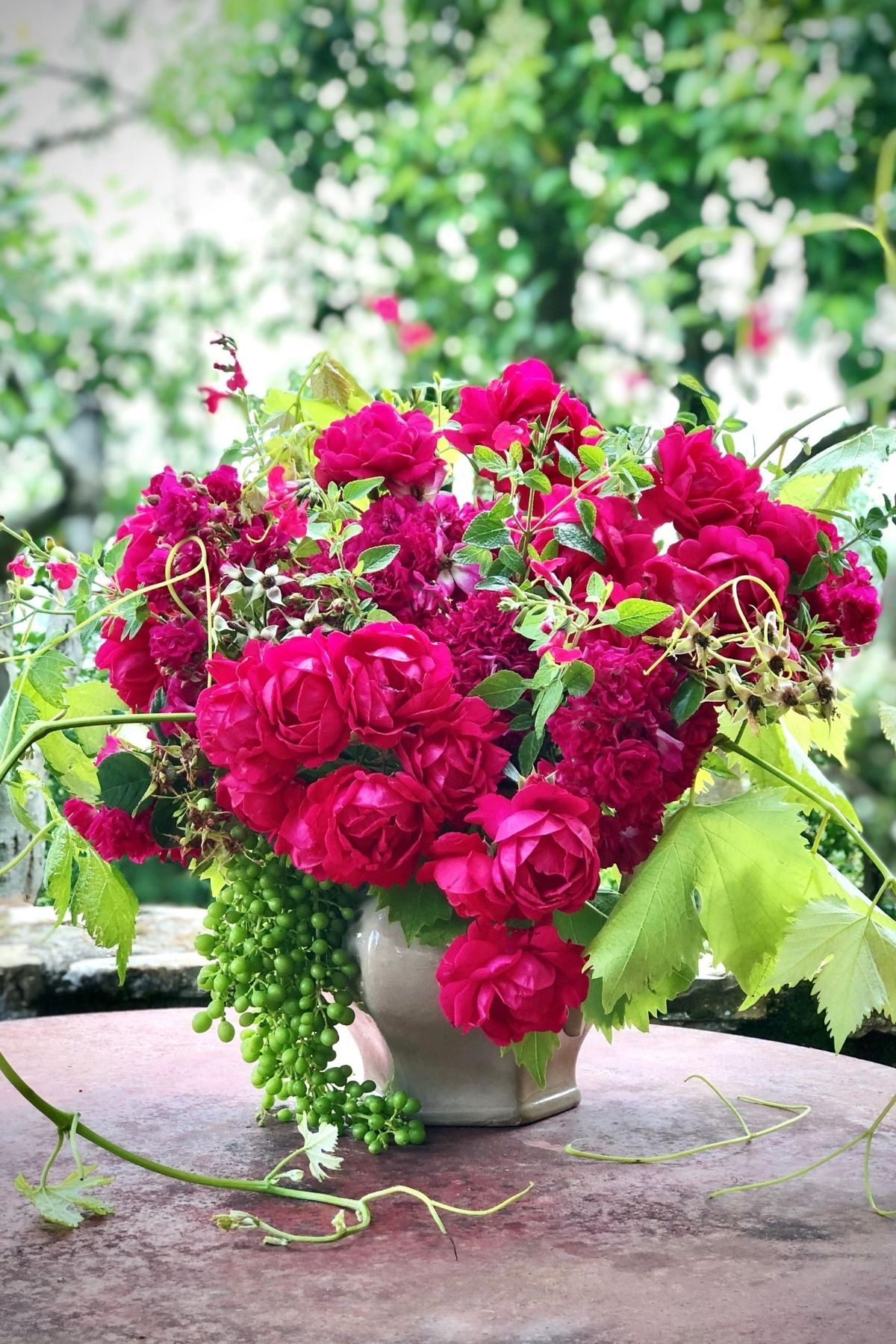 Summer Flowers in Tuscany - Katya Hutter - On Thursd. Pink Garden Roses Bouquet