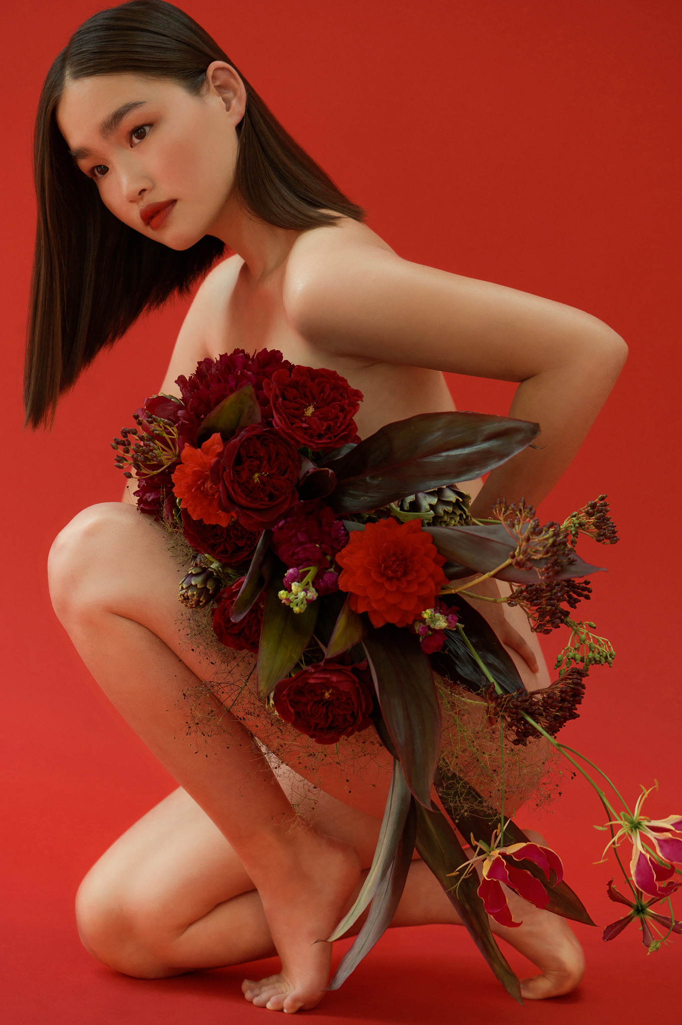 Flowers for justice and equality - Katya Hutter - blogger on thursd - asian model and bouquet