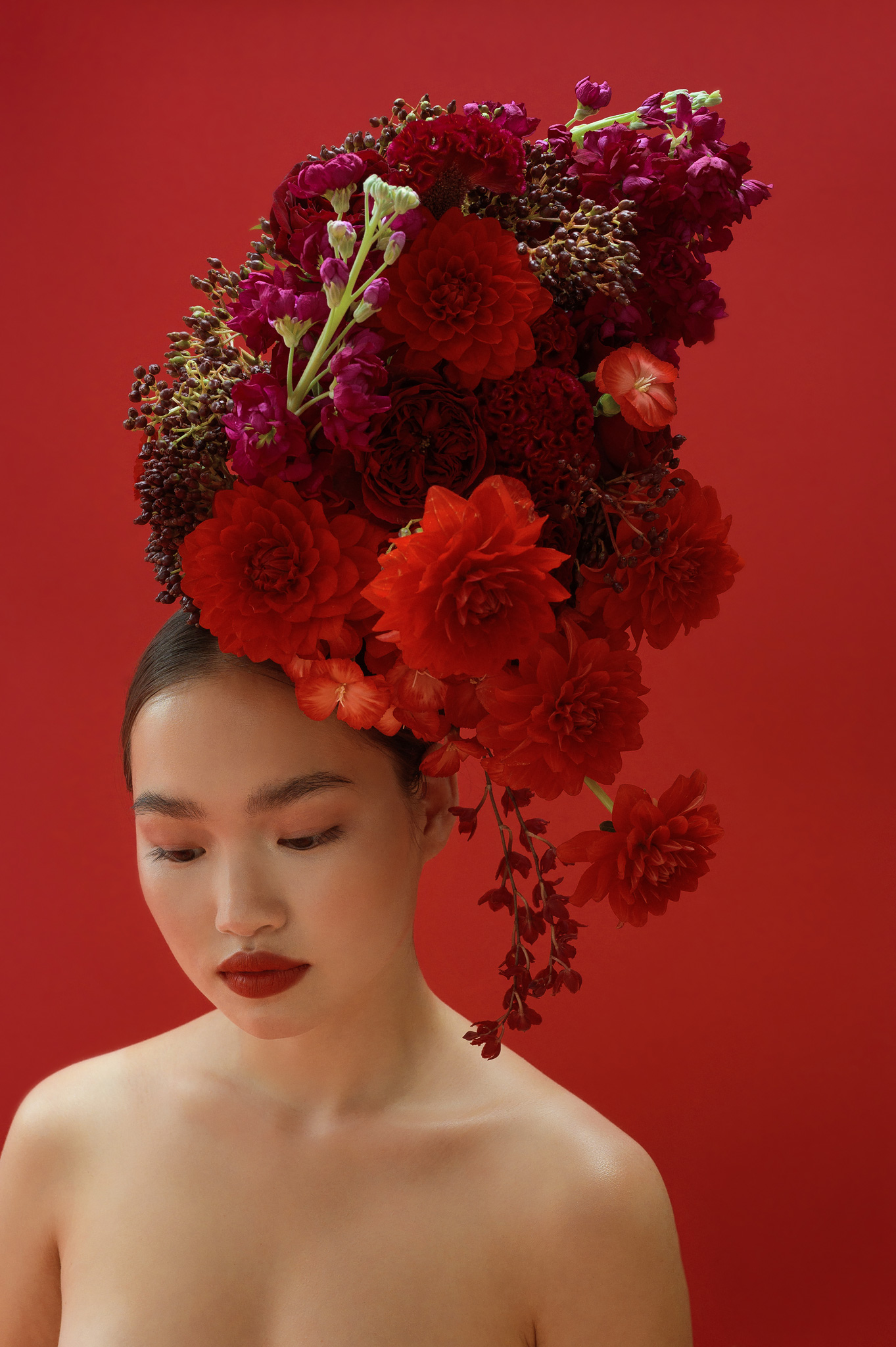 Flowers for justice and equality - Katya Hutter - blogger on thursd - asian model with flower headpiece