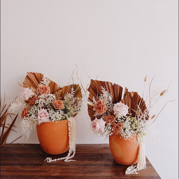 Earthy with a Touch of Color - Eyes Like Wildflowers - two dried flower vases on thursd