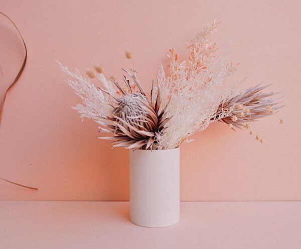 Earthy with a Touch of Color - Eyes Like Wildflowers - dried flower arrangement in vase on thursd