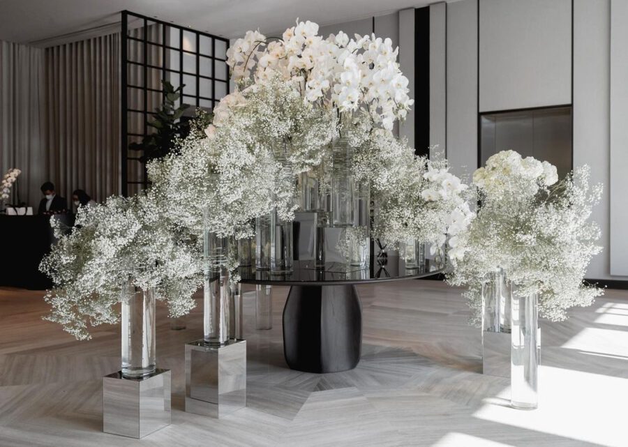 PHKA Studio Installation - Combining Flowers and Technology - white installation on thursd