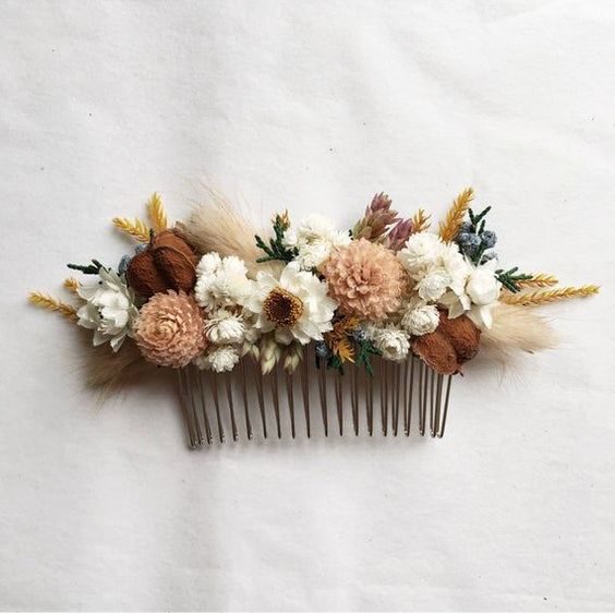 dried flowel jewelry hair comb