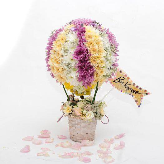 Unique Floral Sculptures Made With Chrysant Pina Colada - air balloon design on thursd - by Petals Florist