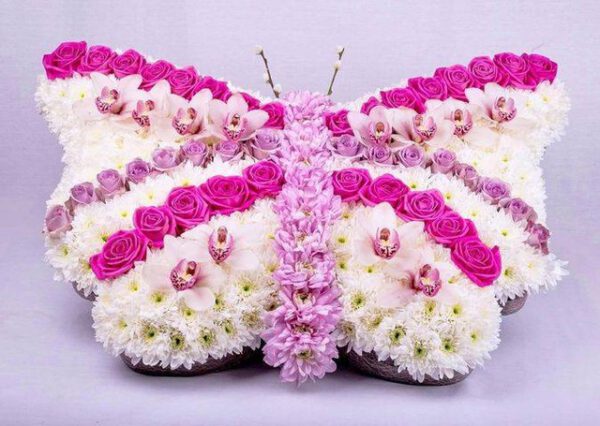 Unique Floral Sculptures Made With Chrysant Pina Colada - butterfly design on thursd - by Kirsty Lawson