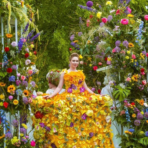 Unique Floral Sculptures Made With Chrysant Pina Colada - floral dress by Vladimir Bermyakov on thursd