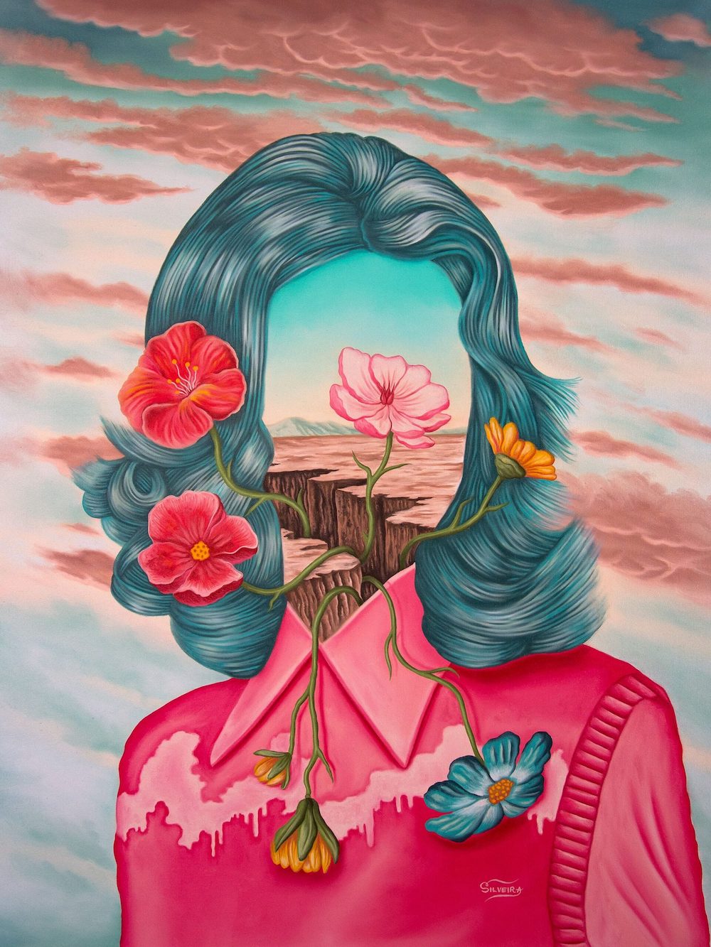 Rafael Silveira Blurs the Lines of Time in His Billowy Soft Dreamscapes Floral Painting
