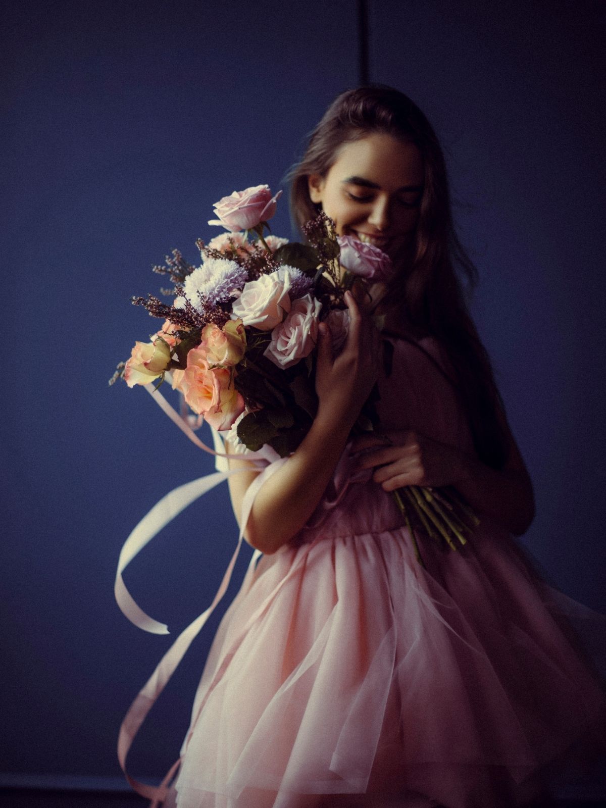 Khrystyna Didukh holding beautiful flowers