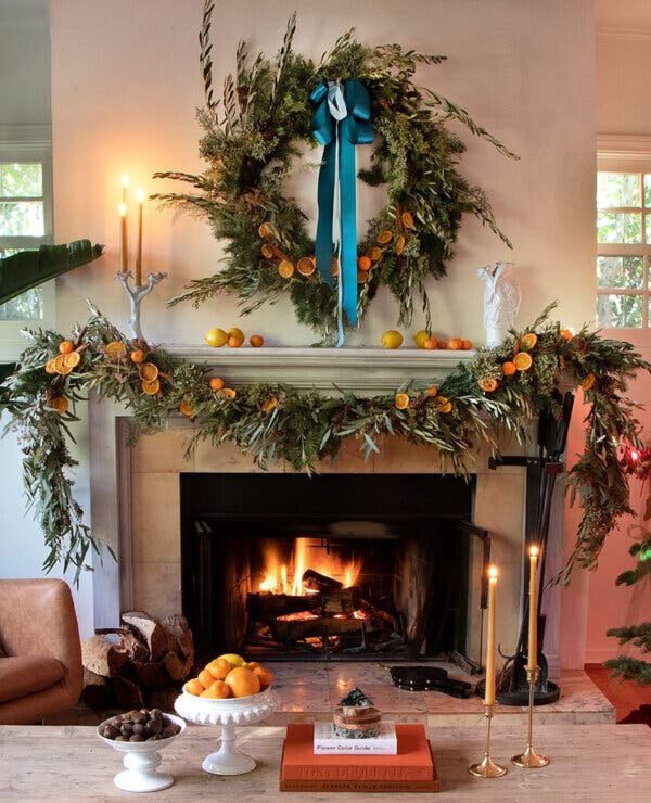 Fireplace florals by Putnam Flowers