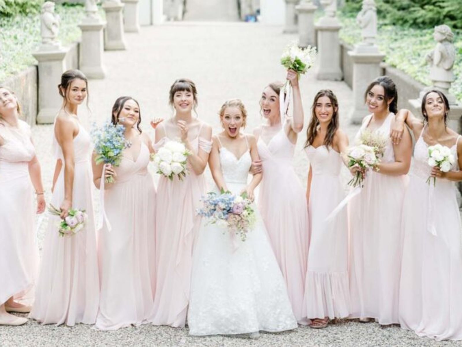 group of bride and bridesmaids - Fancy Florals by Nancy - best overall wedding on thursd