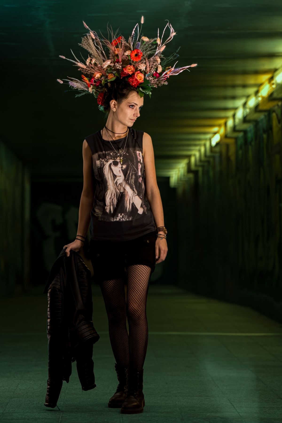 Joanna Kiedacz with Flower Punk Headpiece on Thursd