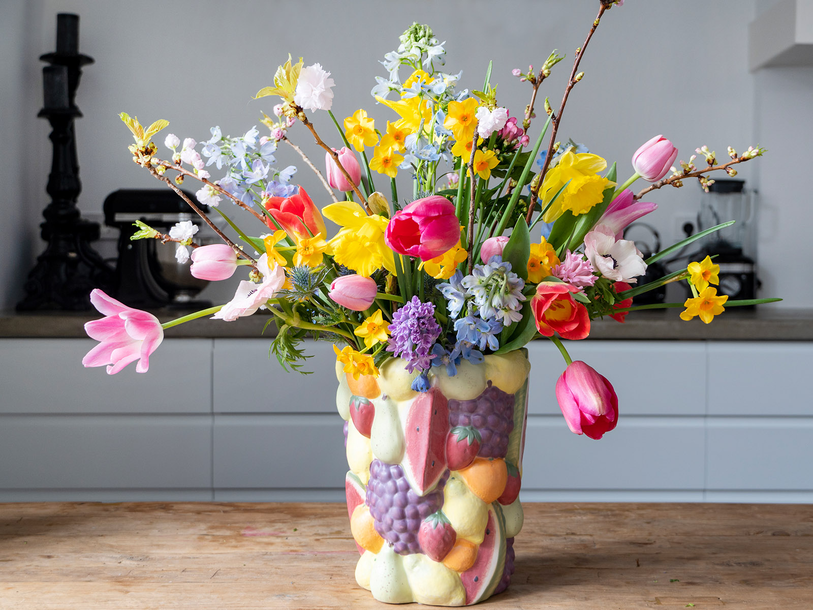Mixed tulips vase on Thursd