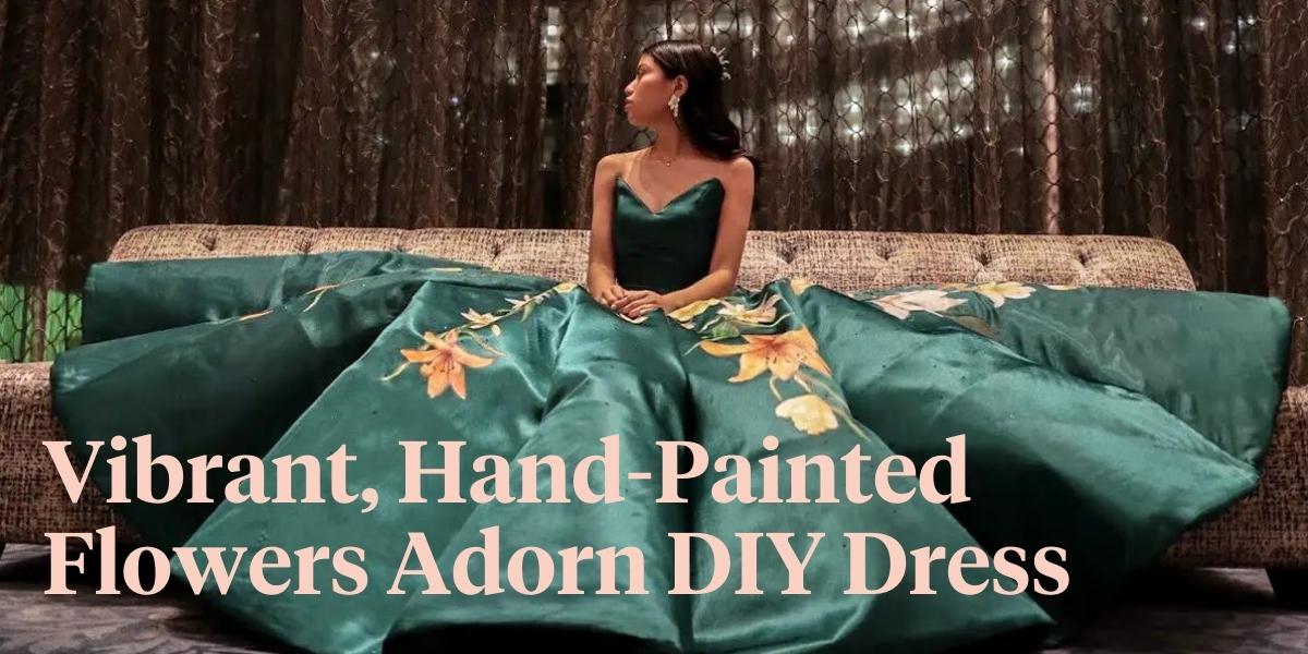 header Artistic Teen Hand-Paints Her Own Gorgeous Graduation Dress With Flowers