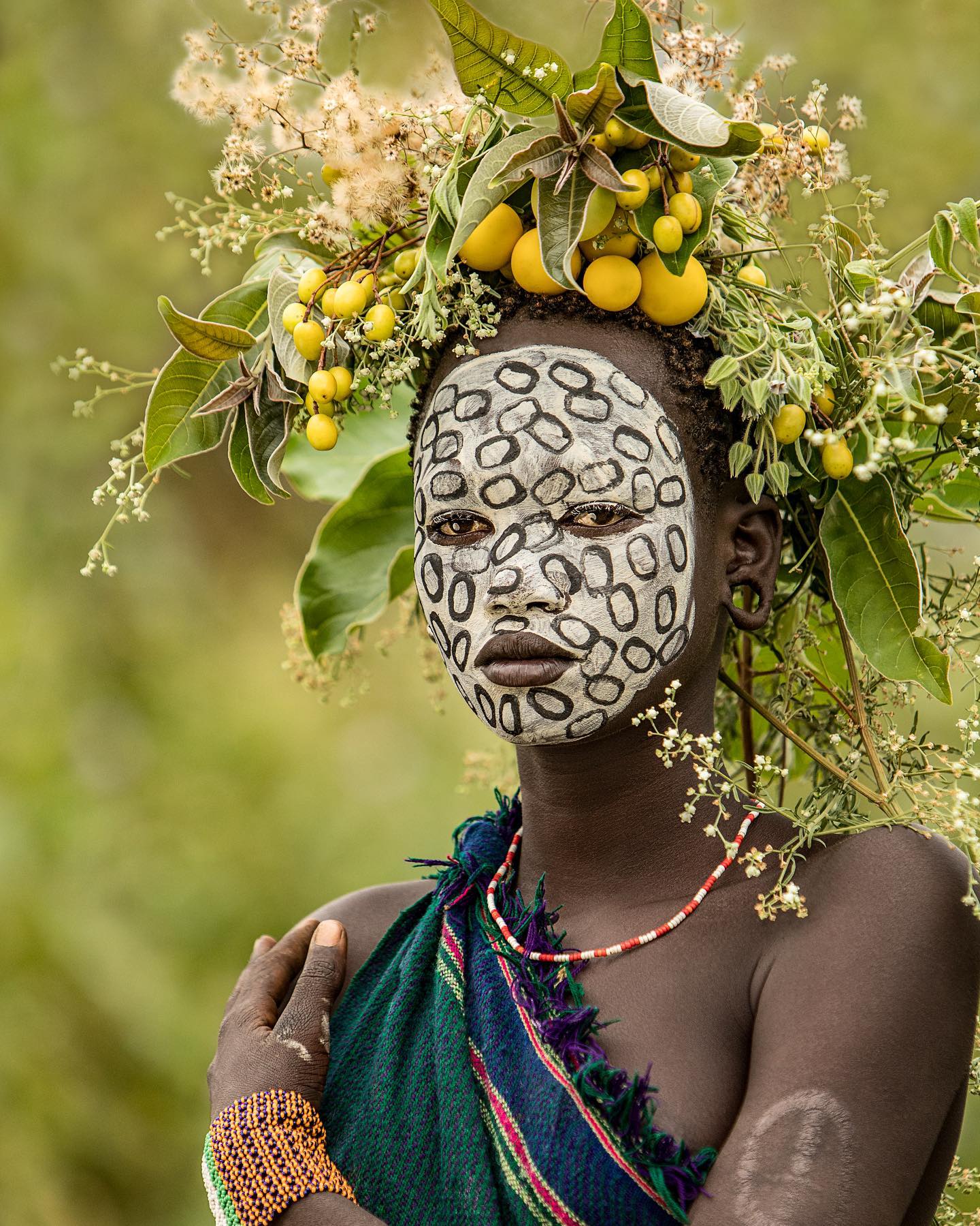 Floral Headpiece Suri Tribe Ethiopia - on Thursd