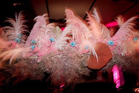 Decoration With Pampas, Pink and Blue - On Thursd