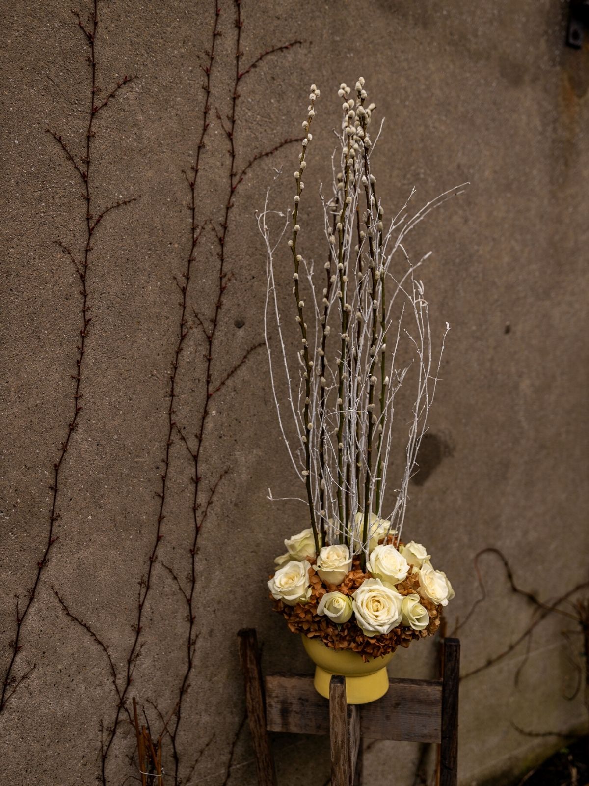 Snowstorm+ Roses With Dried Hydrangea - A Blog by Anna Lamot-Bach on Thursd