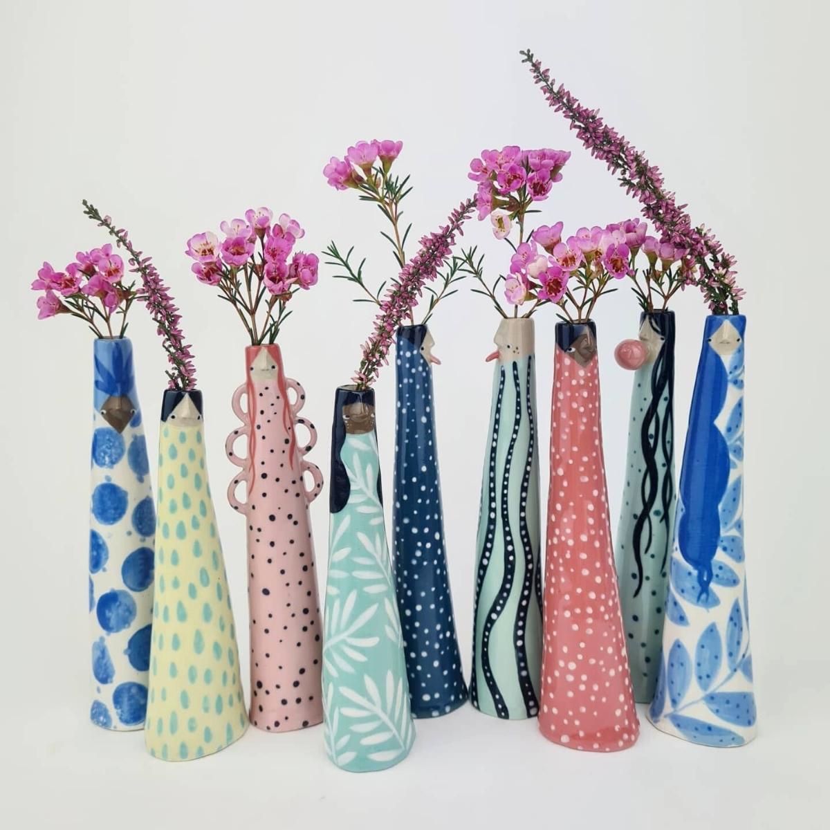Thursd Feature Quirky Faces and Patterns Adorn Sandra Apperloo's Bud Vases