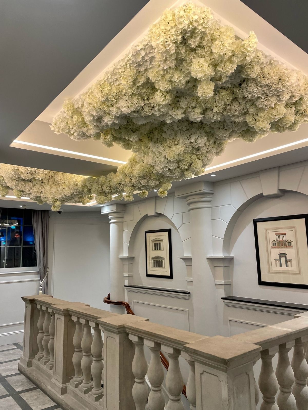 Silk White Hydrangeas from Pure in a Cloud for Davenport Hotel in Dublin by Joan Stam