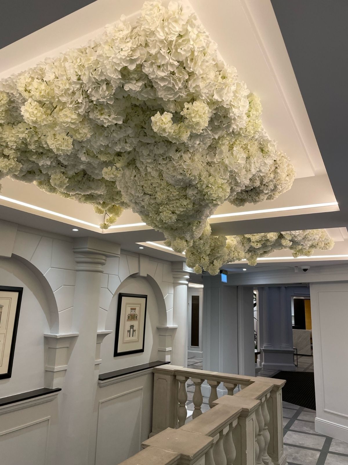 Silk White Hydrangeas from Pure in a Cloud for Davenport Hotel in Dublin by Joan Stam