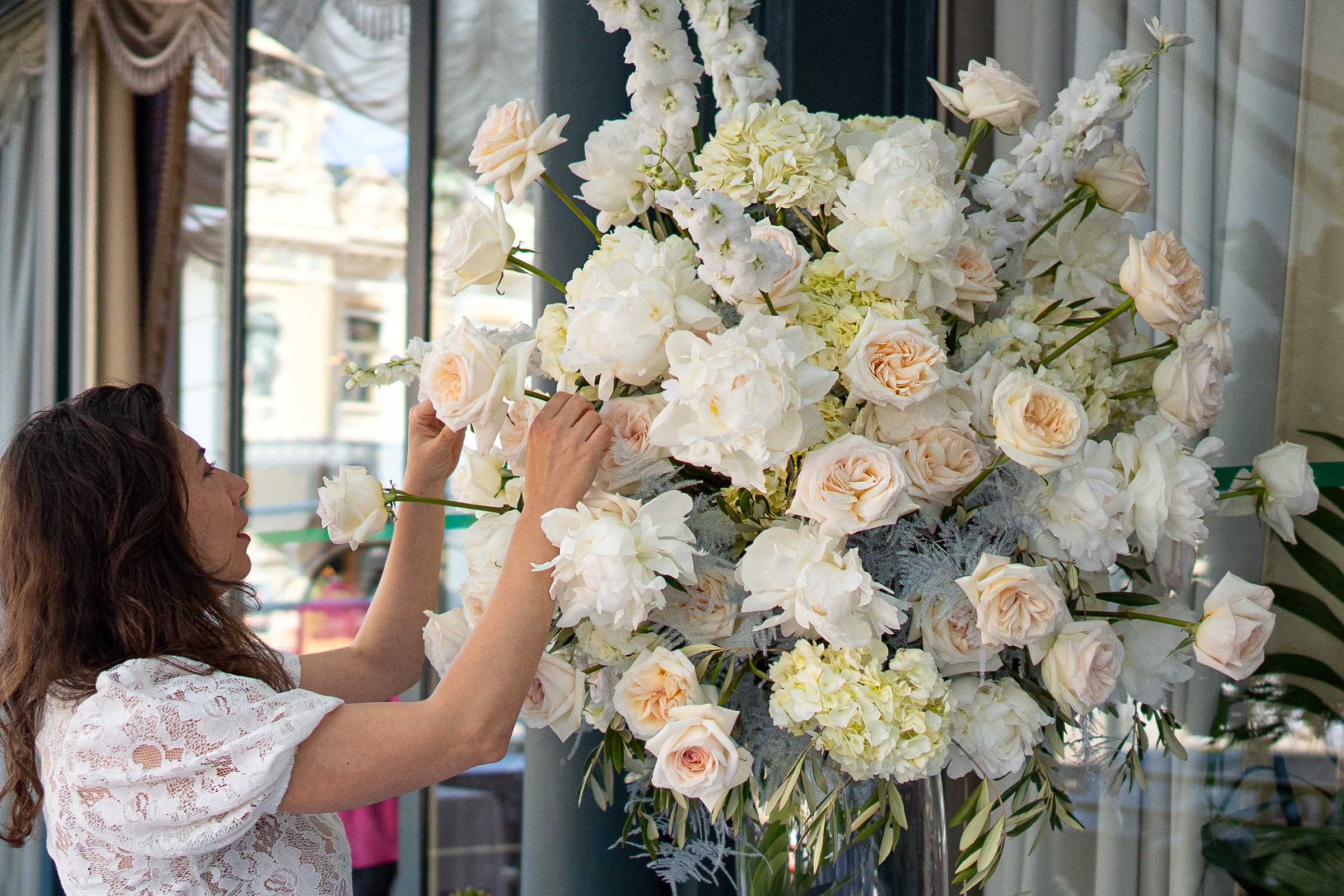 White Flowers Adorned in Hotel de Paris in Monaco wide feature on Thursd