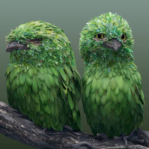 Distinctive Animal Species or Photoshop Masterpiece - two green bird - josh dykgraaf - on thursd