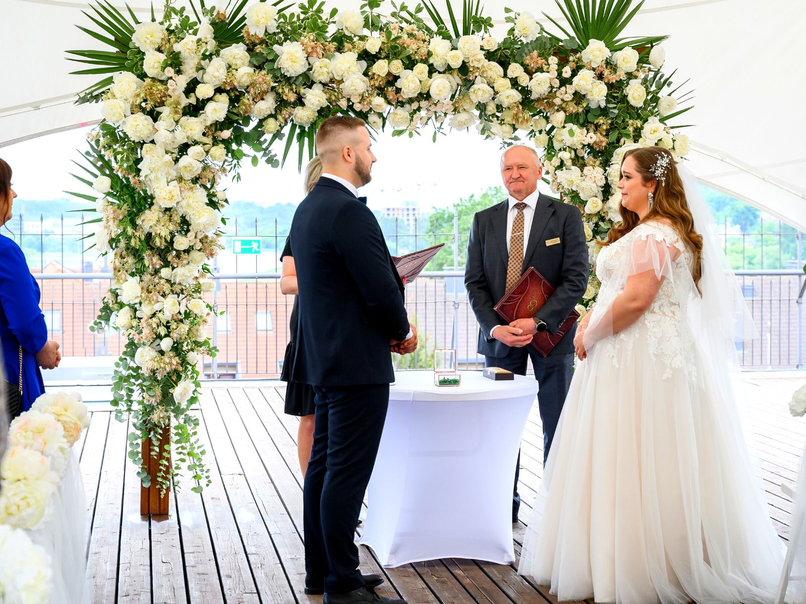 Wedding Ceremony at the Arch With Protea Blushing Bride and Peonies - Blog by Kristina Rimiene on Thursd