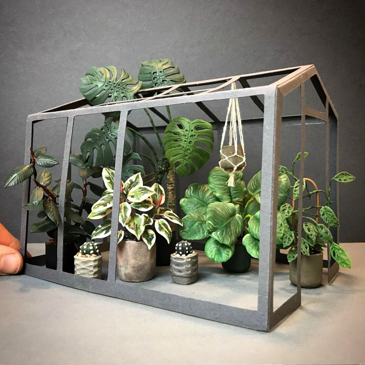 Miniature clay plants greenhouse on Thursd